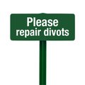 Evermark Please Repair Divots Sign with Hunter Green Stake Kit EV122601